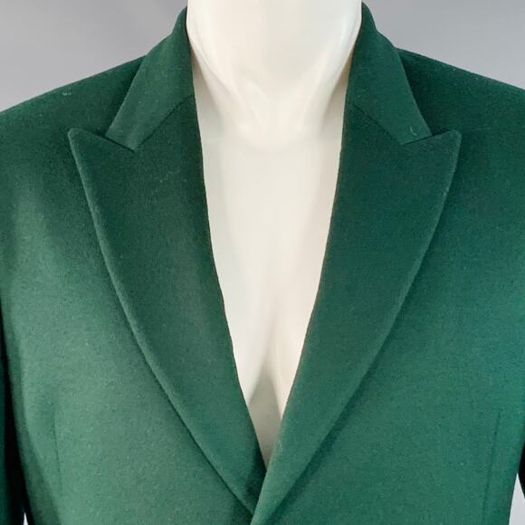 PAUL SMITH Size 38 Forest Green Wool Cashmere Peak Lapel Coat - Picture 2 of 7